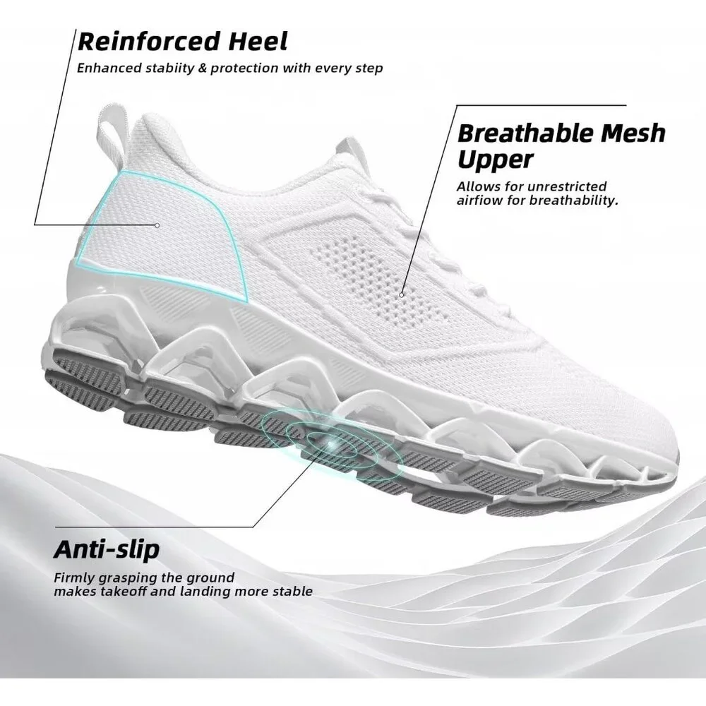 Women's All White Sport Gym Walking Running Tennis  Athletic Sneakers Shoes - Picture 6 of 7